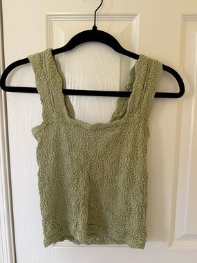 Free People Textured Sage Green Tank Top